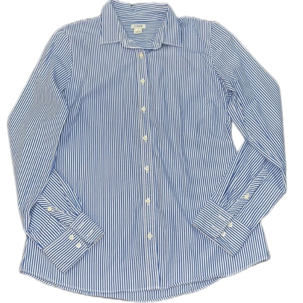 J. Crew Blue and White Striped Button-Down Shirt